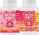 Boze supplementen Better Booty Dames Create BBL Combo: BBL Tablets (90ct) w. Creatine, Glutamine, BCAA's, Collageen + BBL Burn Thermogenic Capsules (120ct)