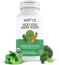 Matys Mélange vert Picky Kids bio, Supplément de poudre de légumes, Vitamines Picker pour les enfants 4 ans +, Superaliments Poudre végétale pour repas et smoothies avec épinards, Kale, Brocoli, 1.6 Onces