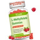 L-Methylfolaat 15 mg Gummies met Methyl B12, Folaat Supplement voor Mood, Hersengezondheid, Immune Support, Raspberry Flavor, 60 Tellen
