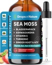 Ashwagandha & Turmeric Liquid Drops - Vitamine C, Sea Moss, Apple Cider Vinegar, Bladerwrack - Vegan Liquid Drops for Comprehensive Wellness Support & Vital Immunity (Strawberry Ginger Limonade, 60ml)