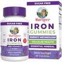 MaryRuth Organics Gommies de Fer pour 14+ avec de la vitamine C pour l'absorption de sucre Sans sucre Supplément de Fer Gummy + VIT C.T. Métabolisme énergétique
