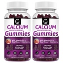 Calcium Magnesium Zinc Gummies with High Absorption Magnesium Glycinate 300mg, Potassium - Plant Complex Calcium Magnesium 2:1 Ratio, with D3 Sea Moss for Bone, Immune & Sleep Support, Vegan-2 Pack